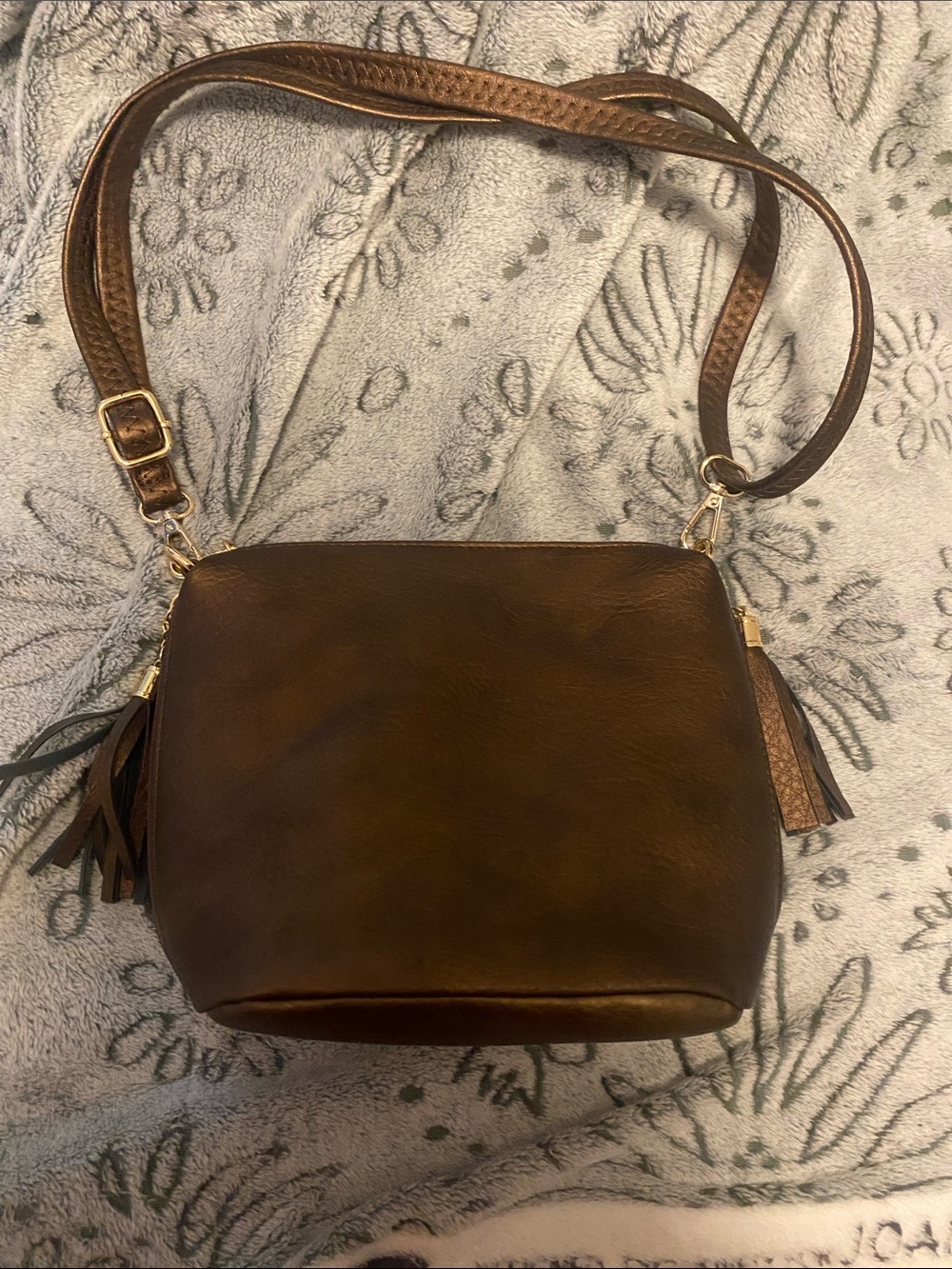 Women's Brown Crossbody Bag with Tassel Accents